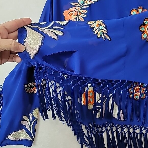 Zingara Women's Size 1 Floral Embroidered Blouse Tassels For Parts! Read - Picture 11 of 16